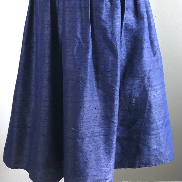 Eliza J Blue Fit & Flare Ruched Textured Silk Strapless Cocktail Dress, 10 - Picture 3 of 8